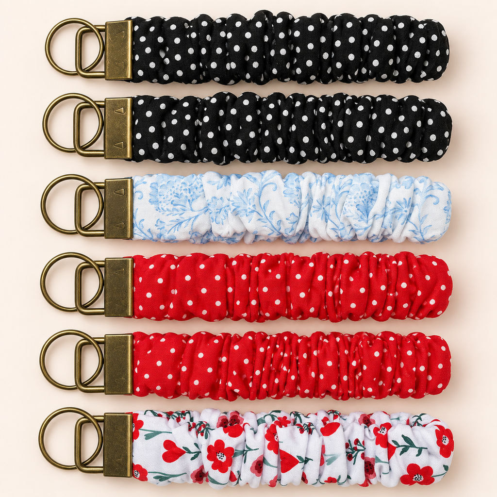 Handmade Scrunchie Wristlet Keychain
